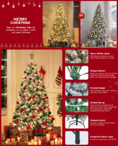 Yaheetech Christmas Tree Prelit Snow Flocked, Multiple Sizes