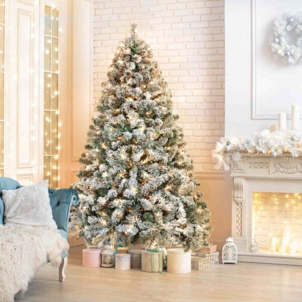 Yaheetech Christmas Tree Prelit Snow Flocked, Multiple Sizes