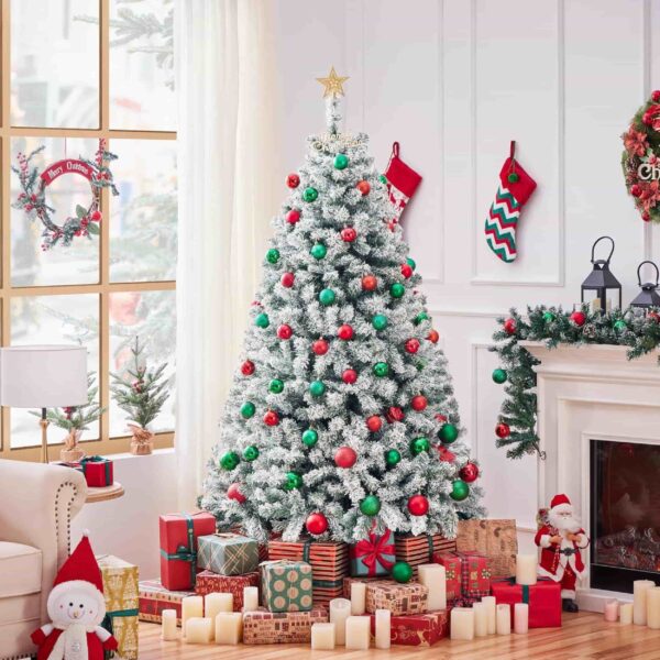 Yaheetech Christmas Tree Prelit Snow Flocked, Multiple Sizes